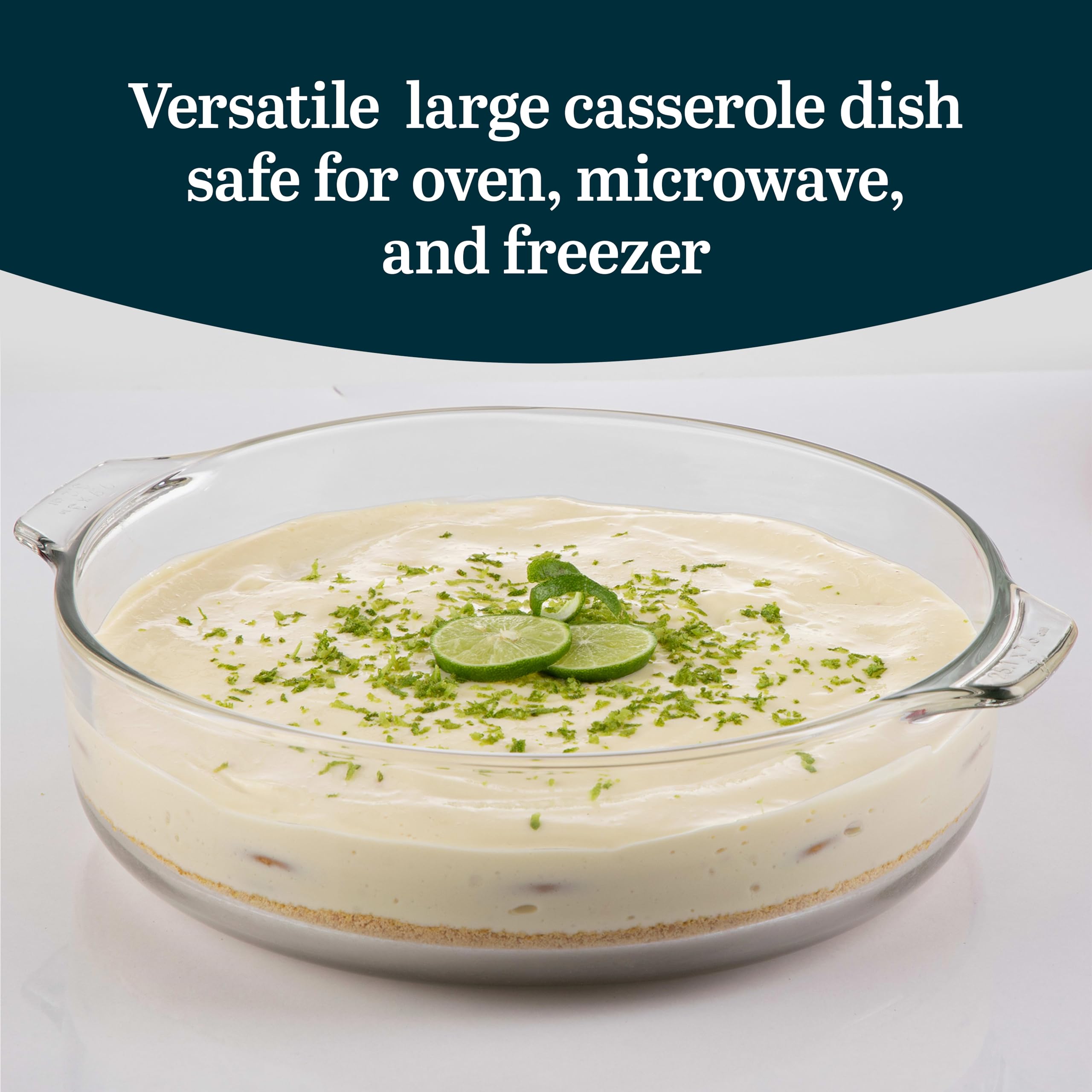 Libbey Round Casserole Dish with Lid, Elegant Glass Bakeware with Lids Stackable, Round Casserole Dishes for Oven, Refrigerator, Microwave, and More
