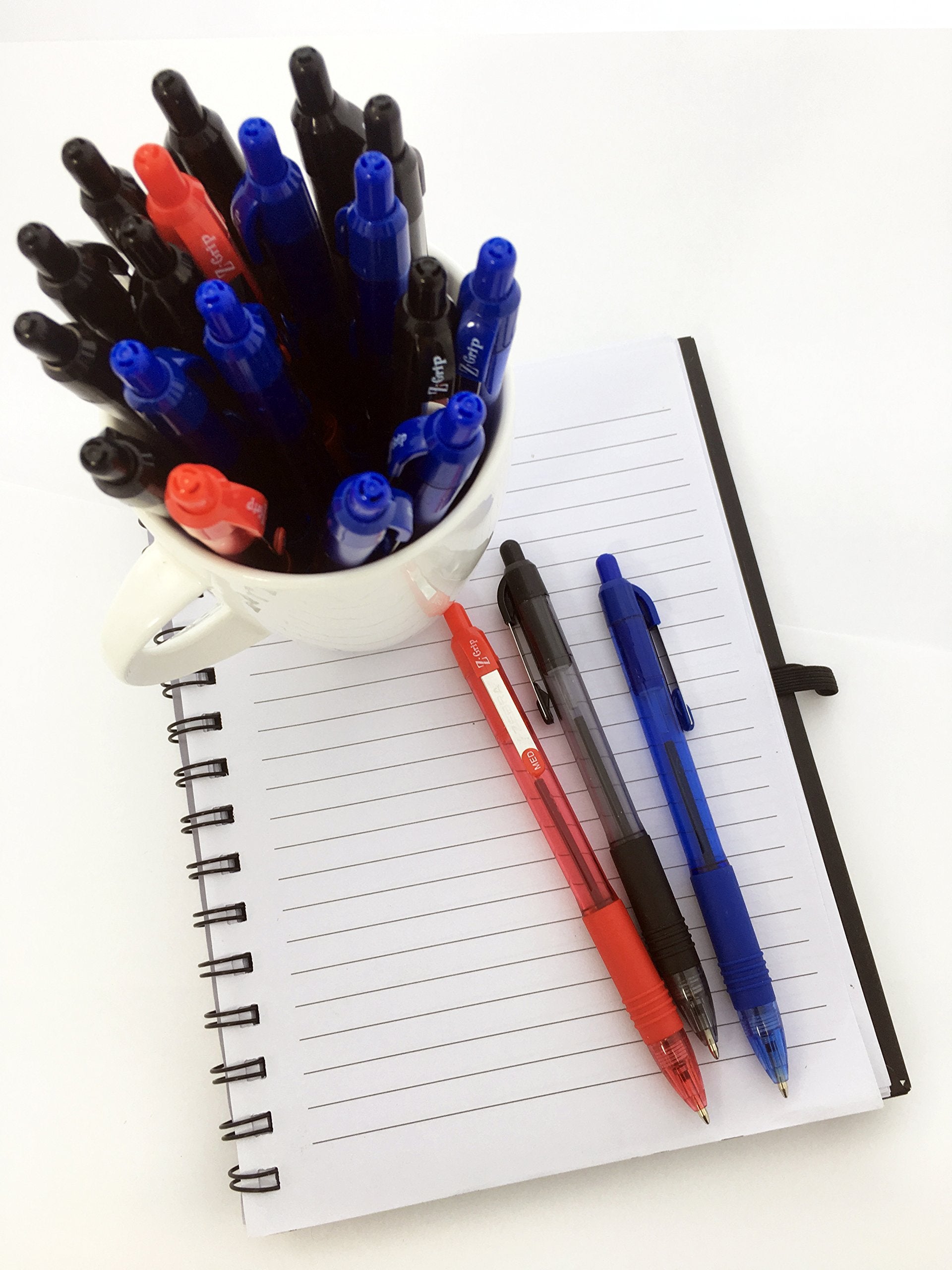 Zebra Pen Z-Grip Retractable Ballpoint Pen, Smooth-Flowing Assorted Ink, 1.0mm Medium Point, School & Office Supplies, Ideal for Note-Taking, Journal and Planner Use, 5-Pack (22205)