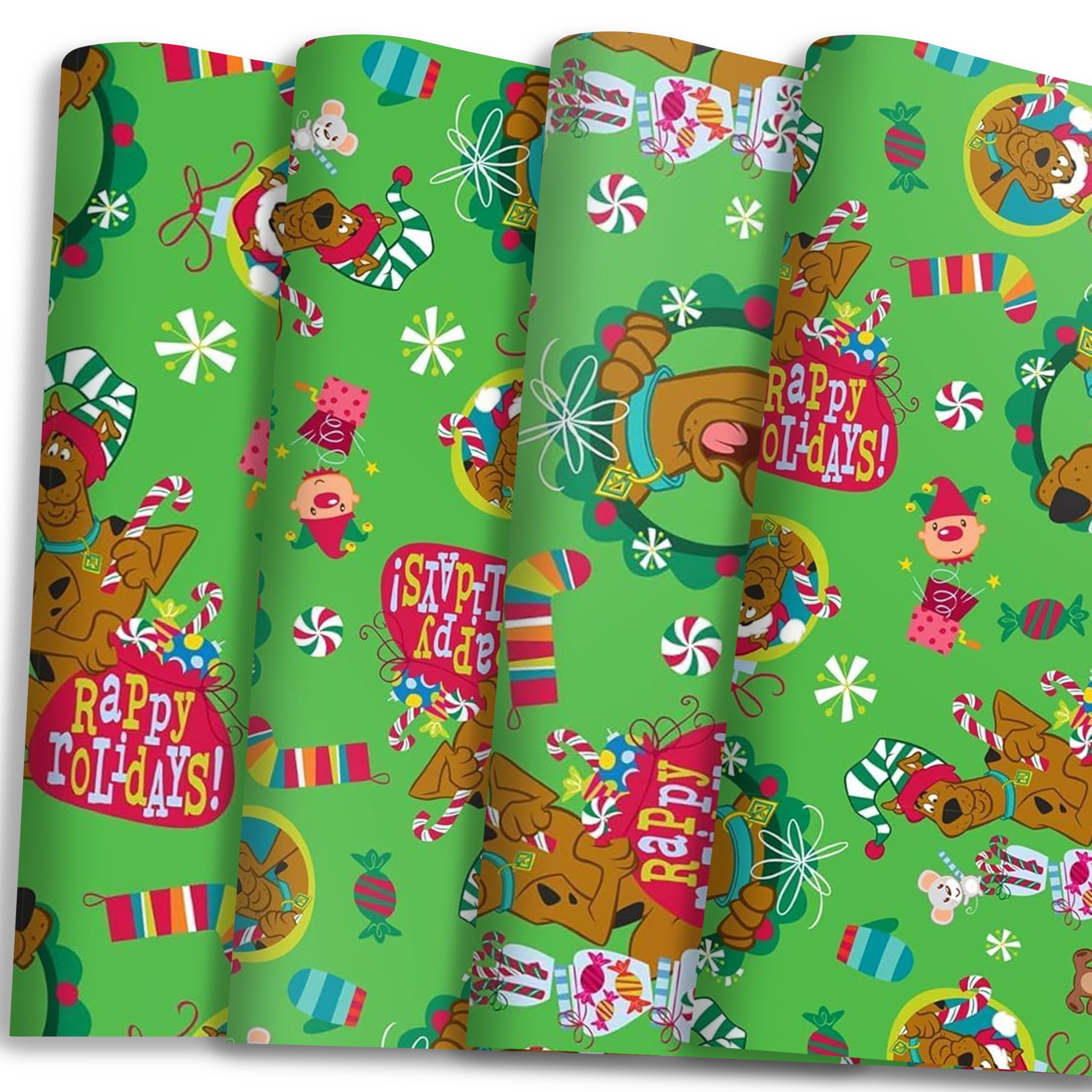 Scooby-Doo Rappy Rolidays Wrapping Paper - 12 Sheets - 20" x 30" - Festive Holiday Gift Wrap by Silver Buffalo