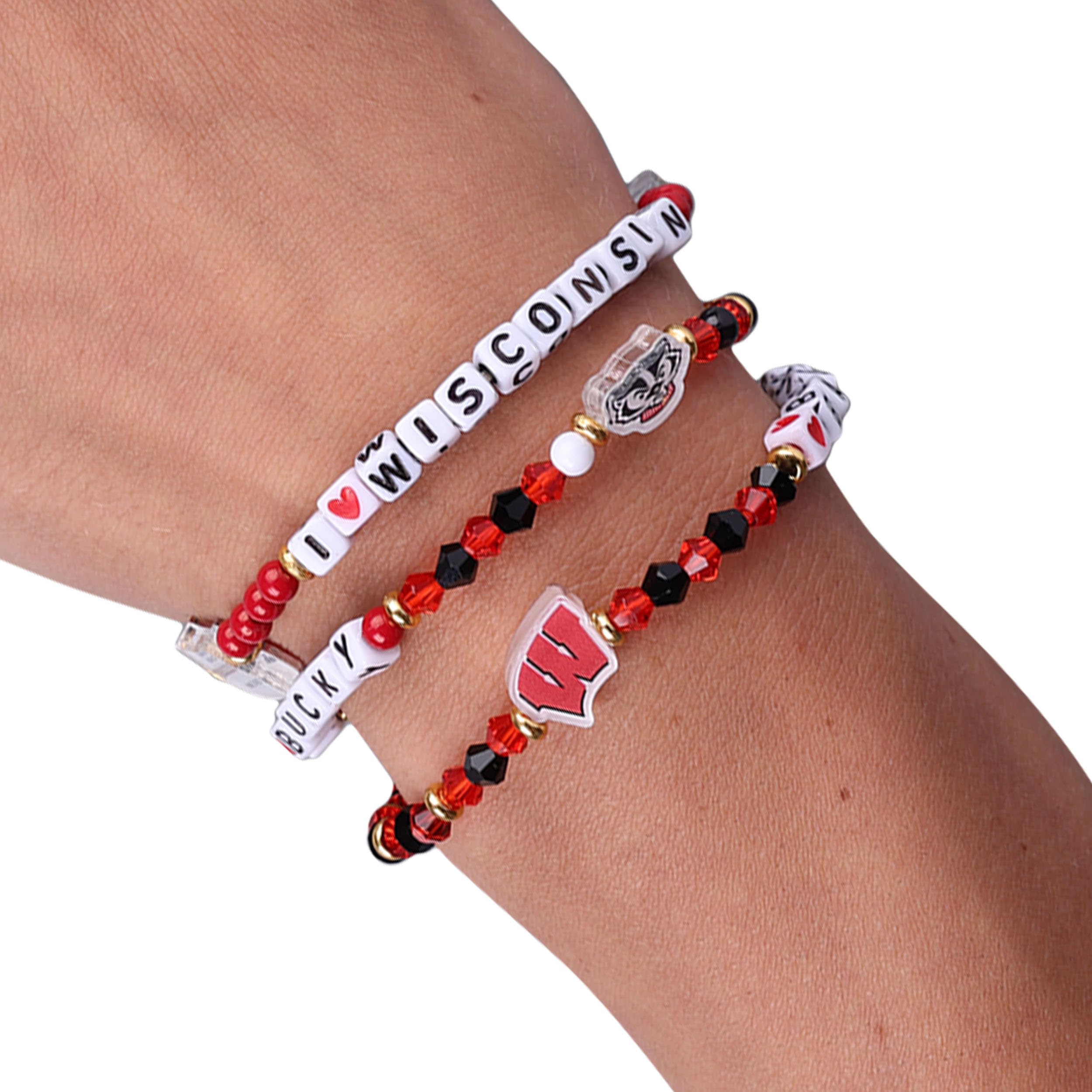 FOCO Wisconsin Badgers NCAA 3 Pack Team Friendship Bracelet