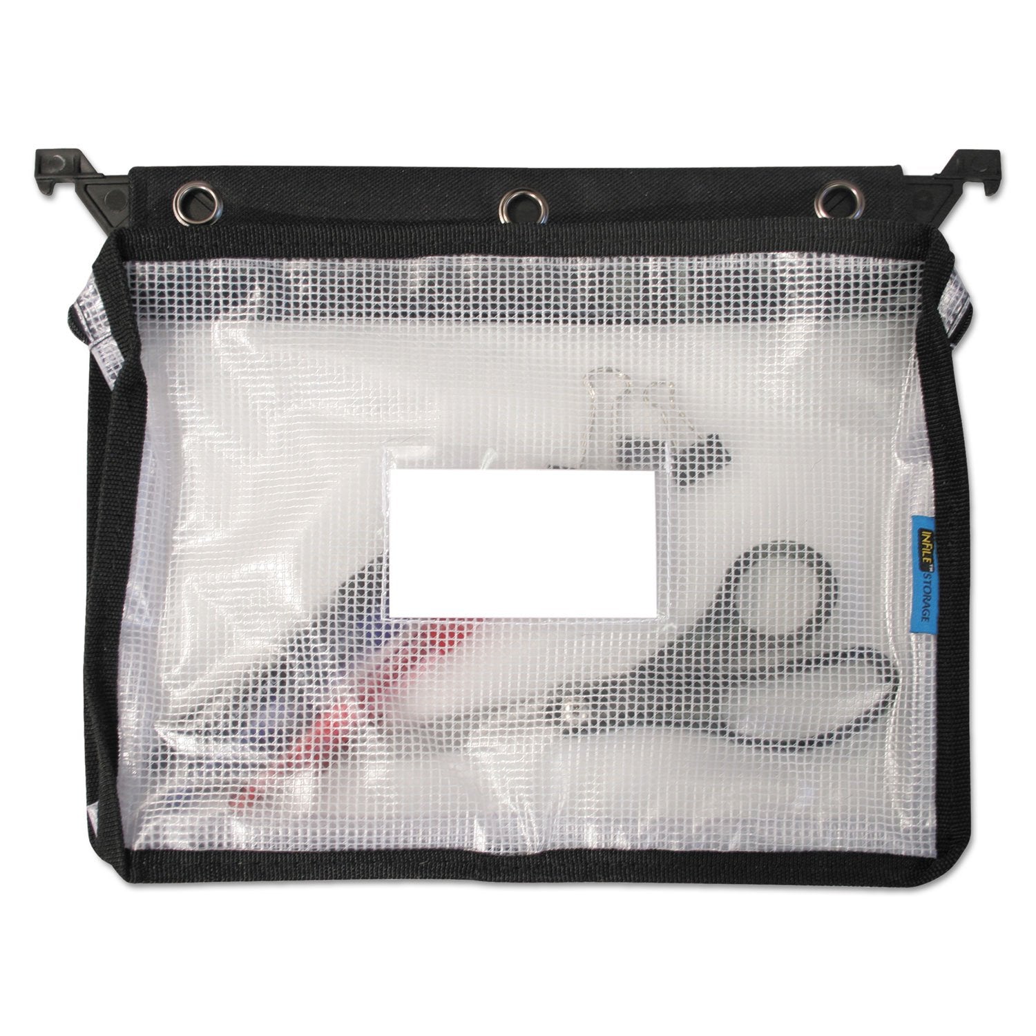 Expanding Zipper Pouch, Clear/Black - 13 in x 11.5 in x 1.25 in