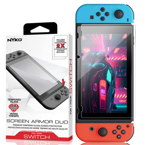 Nyko | Screen Armor - 2 Pack of 9H Tempered Glass Top of the Line Protection Against Scratches and Damage Screen Protectors for Nintendo Switch