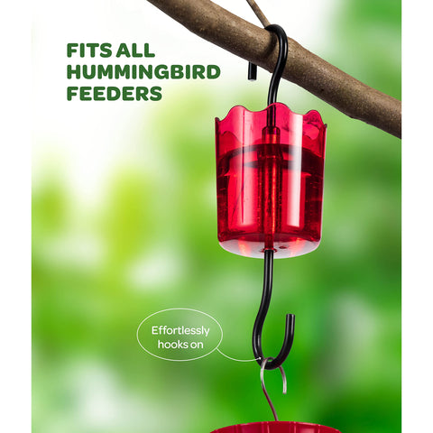 Ant Moat for Hummingbird Feeders [Set of 2] Ant Guard Keeps Ants Away from Feeders, Made of Durable Plastic, Red Color/Rustproof S Hooks, Suitable for All Hummingbird Feeders.