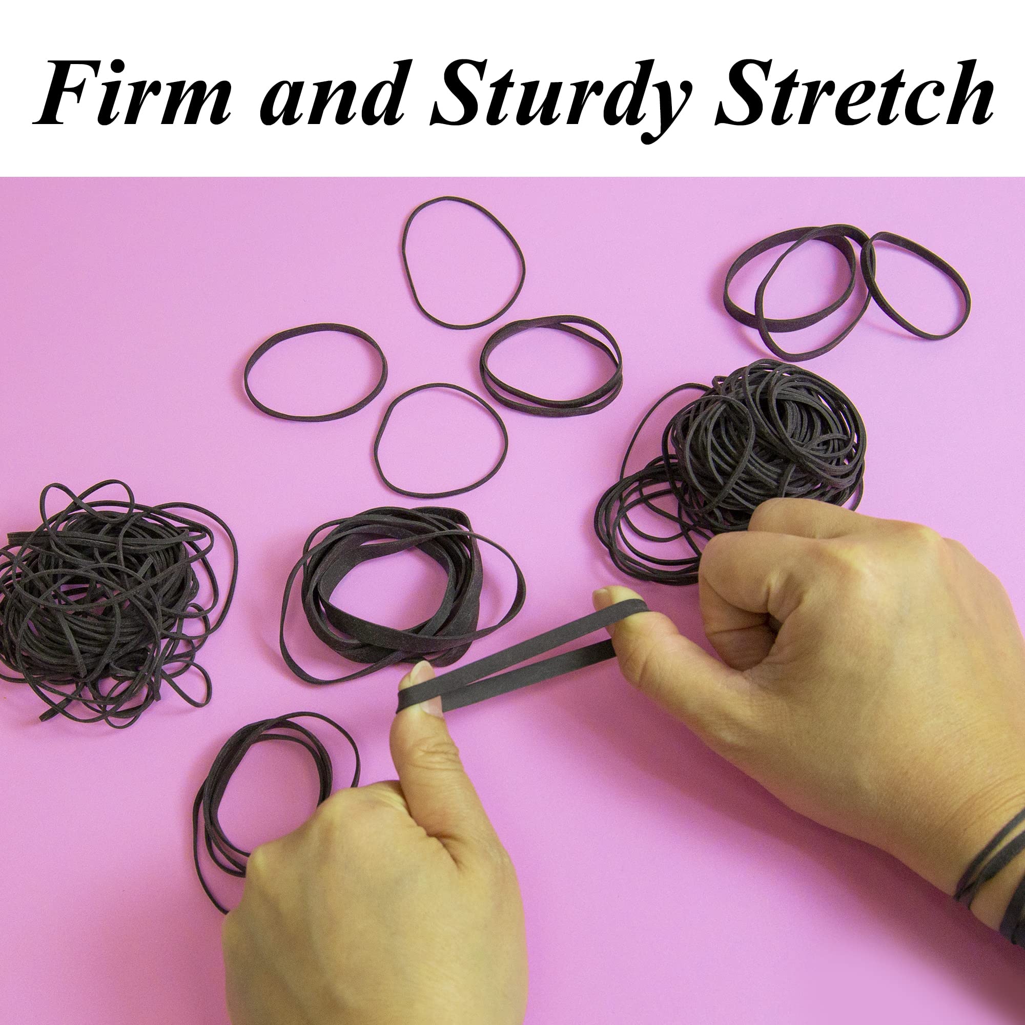 BAZIC Products Black Rubber Bands – Assorted Sizes, Heavy Duty Elastic Bands For Money, Office, School, Home Organization, Crafts, Durable Stretch Rubber Bands, 2 Oz (56.7 g), 1-Pack