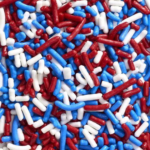 DecoPac Red, White, & Blue Sprinkles | Extra Large 26oz Pack | Cake Sprinkle Mix, Fancy Sprinkles For Cake Decorating, Handheld Container, Candy Sprinkles, Cake Sprinkles - Red, White, & Blue