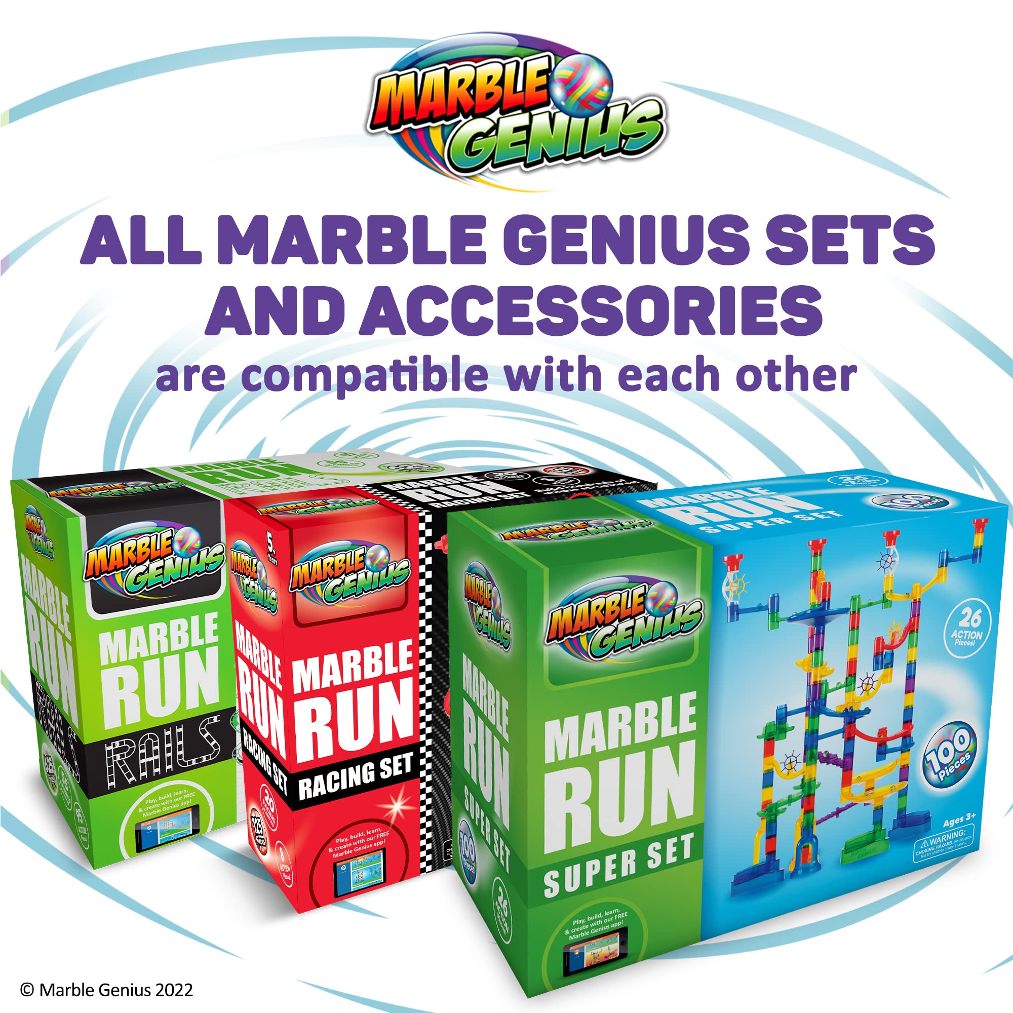 Marble Genius Marble Run Super Set, STEM Toys & Maze Construction Building - 150 Translucent Track Pieces & Glass Marble for Family, Kids Toddlers Ages 4-8 - Fun Holiday Creative Gifts