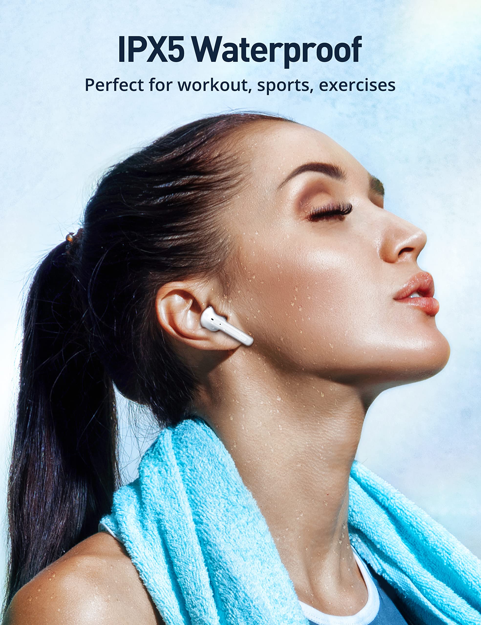 Gsoemon Active Noise Cancelling Wireless Earbuds, Bluetooth 5.3 Headphones, Enhanced Bass, 35dB Noise Cancelling Earphones, Waterproof, Pass-Through Mode, 4 Mic ENC, 3 EQ Quick Charging