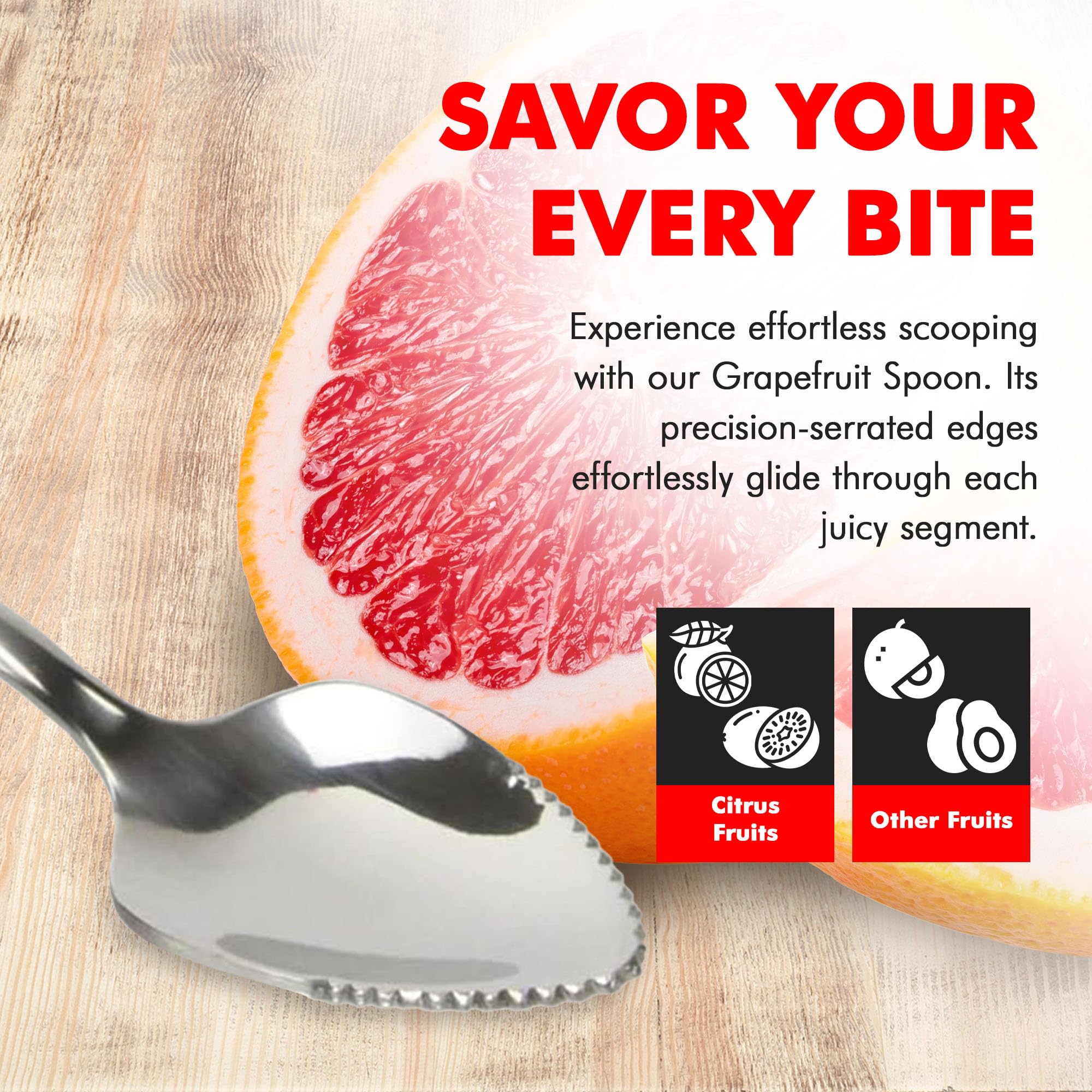 Chef Craft - Select Serrated Grapefruit Spoon, 6.5 Inches 2 Piece Set of Grapefruit Spoons with Serrated Edge, Stainless Steel, Dishwasher-Safe