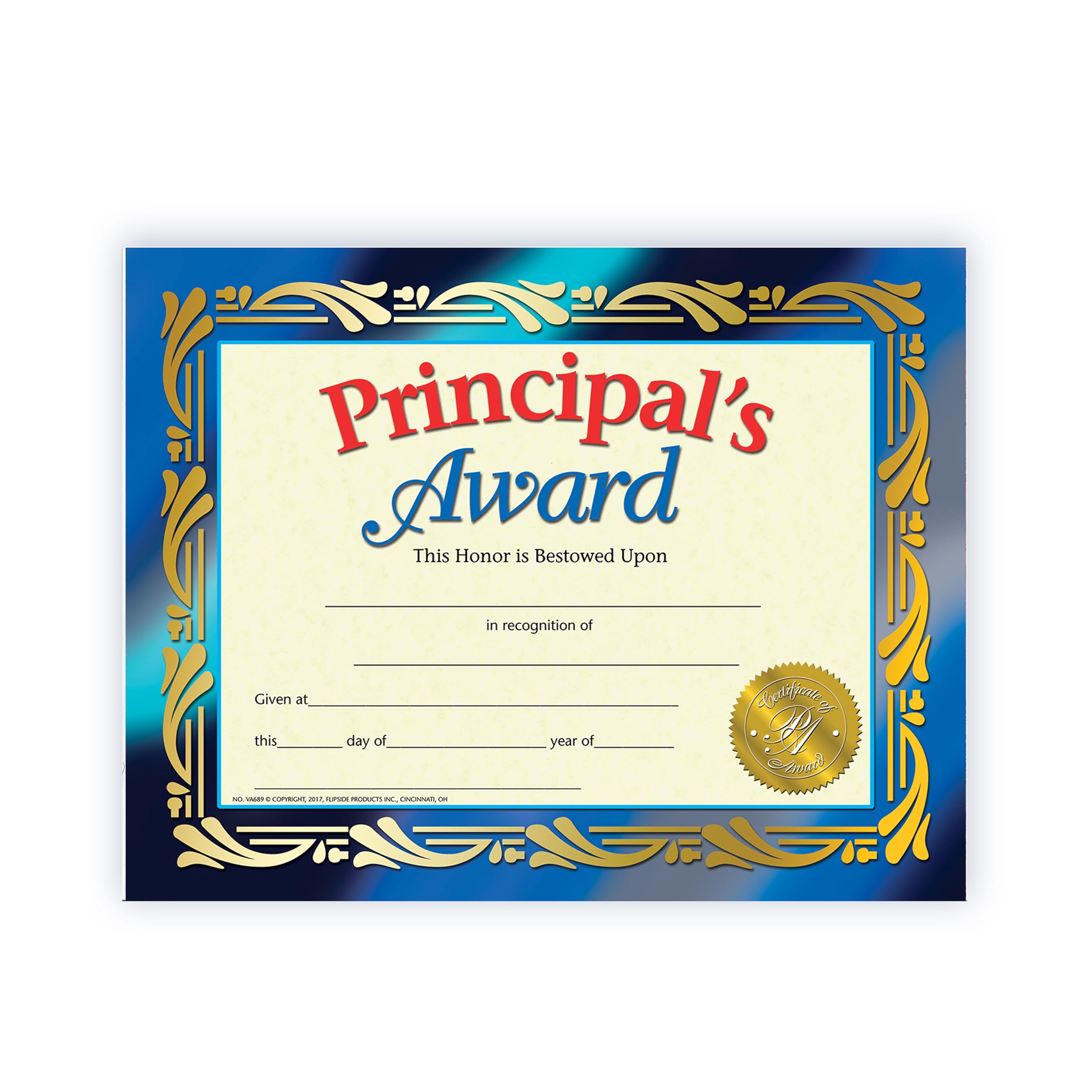 Flipside Products Hayes Principal's Award Certificate, Recognition, Award Student Achievement, Incentive, Full-Color Matte Finish, 8.5" x 11", 30 Pack