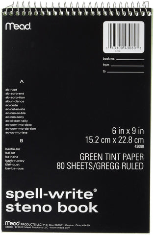 Mead 80CT Steno Notebook (43080), Green