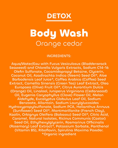 Seaweed Bath Co. Detox Body Wash - Orange Cedar - Hydrating Foaming Cleanser with Refreshing Natural Ingredients - Vegan, Paraben and Sulfate Free Shower Gel for Women and Men - 12 oz