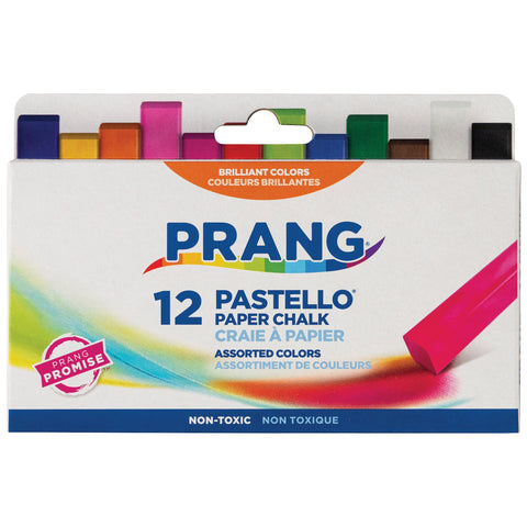 Prang Pastello Paper Chalk, Square, Assorted Colors, 12 Count
