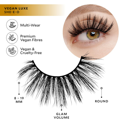 Velour Vegan Luxe Eyelashes, Luxurious Natural False Lashes, Lightweight, Reusable, Handmade Fake Lash Extensions, Wear up to 25 Times, 100% Vegan Mink, Soft and Comfortable, All Eye Shapes
