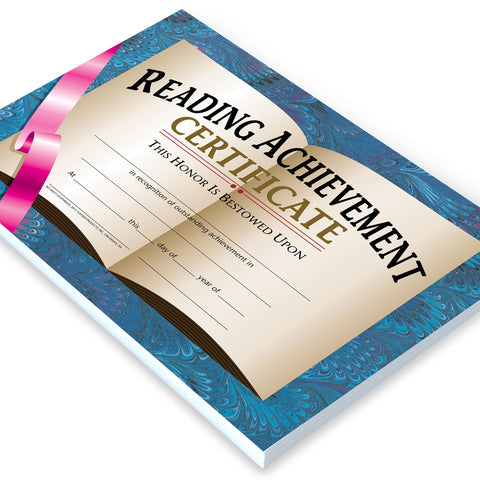 Hayes Reading Achievement Certificate, Blue Marbled Design, Customizable Student Awards for Excellence in Reading, 8.5" x 11", 30 Pack of Certificates