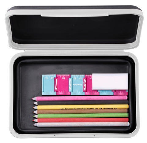 It's Academic Flexi Storage Box with Lid, Collapsible Pencil Case Design for Craft and School Supplies, Black