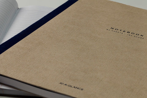 AT-A-GLANCE Notebook, Casebound, Ruled, 80 Sheets, 9-1/2 x 7-1/4", Collection, Tan/Blue (YP146-07)