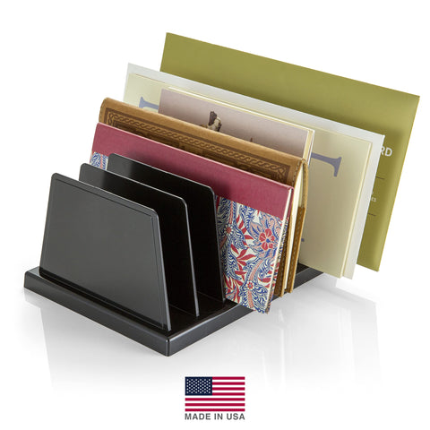 Officemate Medium Standard Sorter, 7 Compartments, Mail Organizer, Charging Station, Electronics Organizer for Multiple Devices, iPhone, iPad, Cell Phone, Kindle, Tablets, Black (21212)