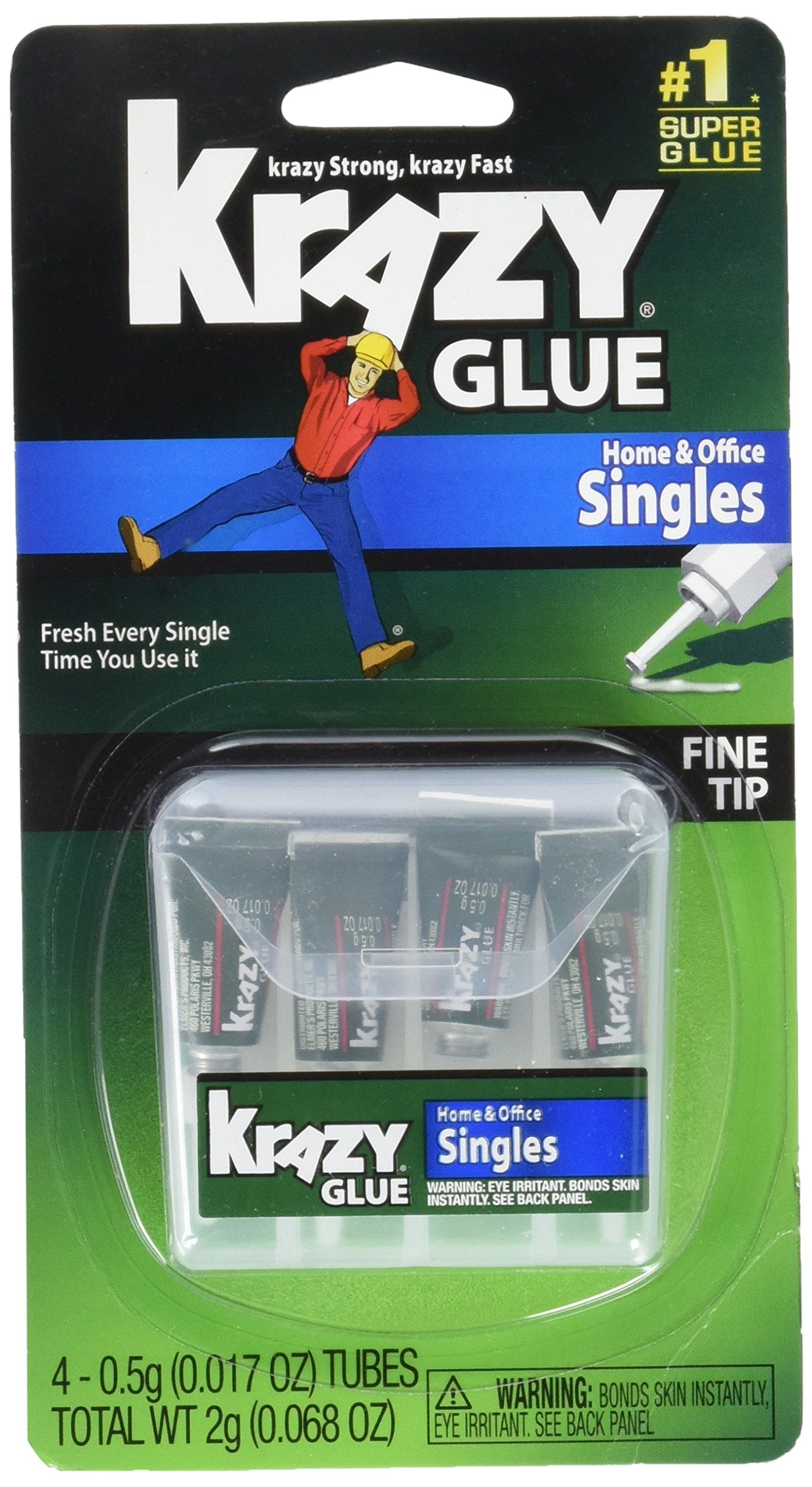 Krazy Glue KG82048SN Instant Crazy Glue Single Use 4 Tubes 6 Pack
