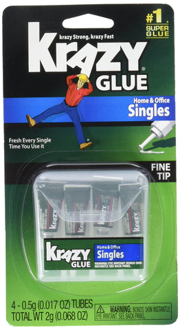 Krazy Glue KG82048SN Instant Crazy Glue Single Use 4 Tubes 6 Pack