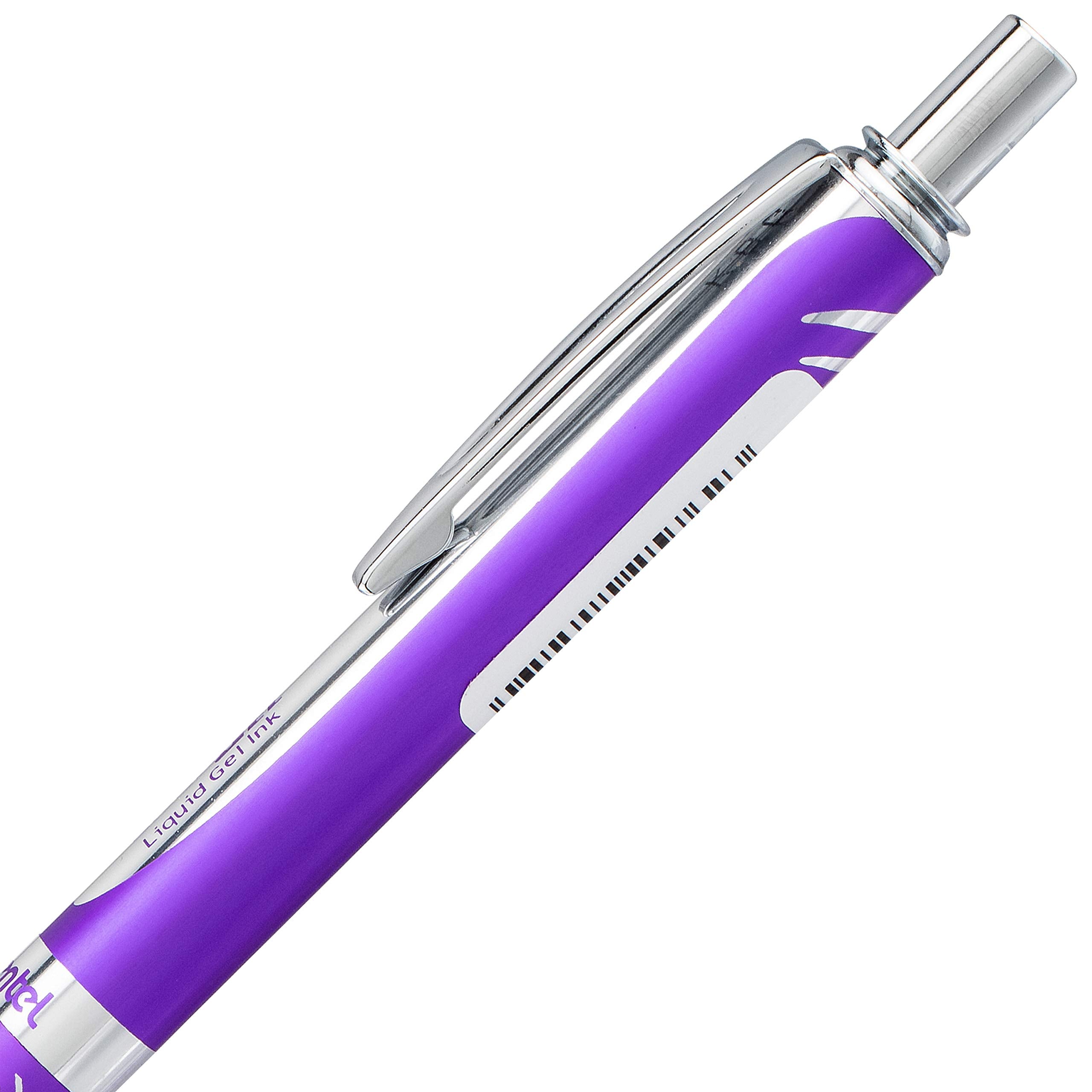 Pentel EnerGel Alloy RT Premium Liquid Gel Pen, 0.7mm Violet Barrel, Black Ink (BL407VBPA)