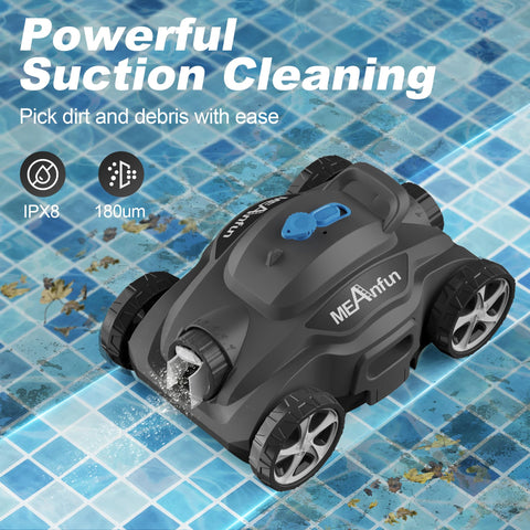 2024 New Cordless Robotic Pool Vacuum Cleaner, Last 110 Mins & Clean 1076 Sq. Ft for Above Ground and Inground Pool Robot - 5800mah Automatic Parking Pools Cleaning Tools PC01 Grey