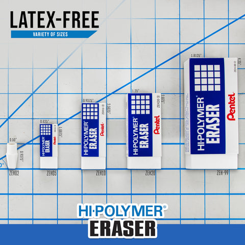 Pentel HI-Polymer Eraser Combo Pack, 6 Caps, 1 Large (ZEH0210BP7)