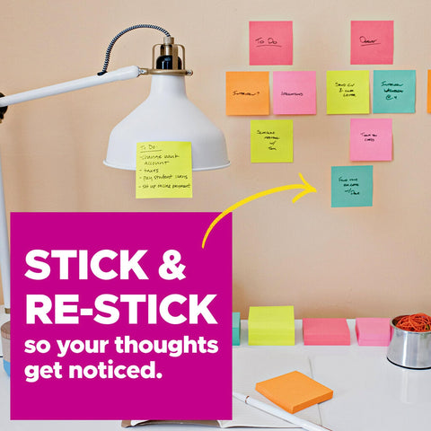Post-it Super Sticky Lined Notes, 5 Sticky Note Pads, 4 x 6 in., School Supplies, Office Products, Sticky Notes for Vertical Surfaces, Monitors, Walls and Windows, Supernova Neons Collection