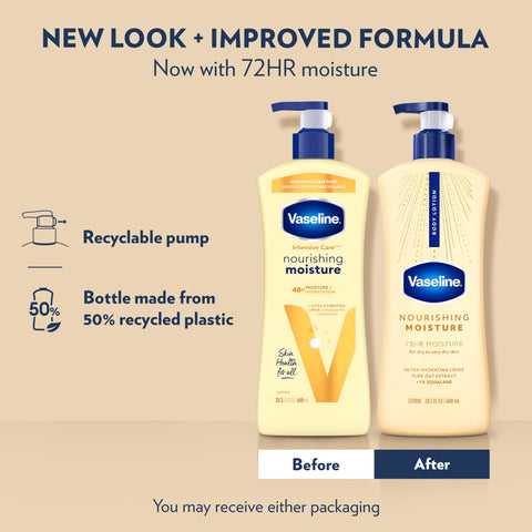 Vaseline Nourishing Moisture Nourishing Moisture Body Lotion for Dry Skin, Made with Ultra-Hydrating Lipids + Pure Oat Extract for Nourished, Healthy-Looking Skin 20.3 oz