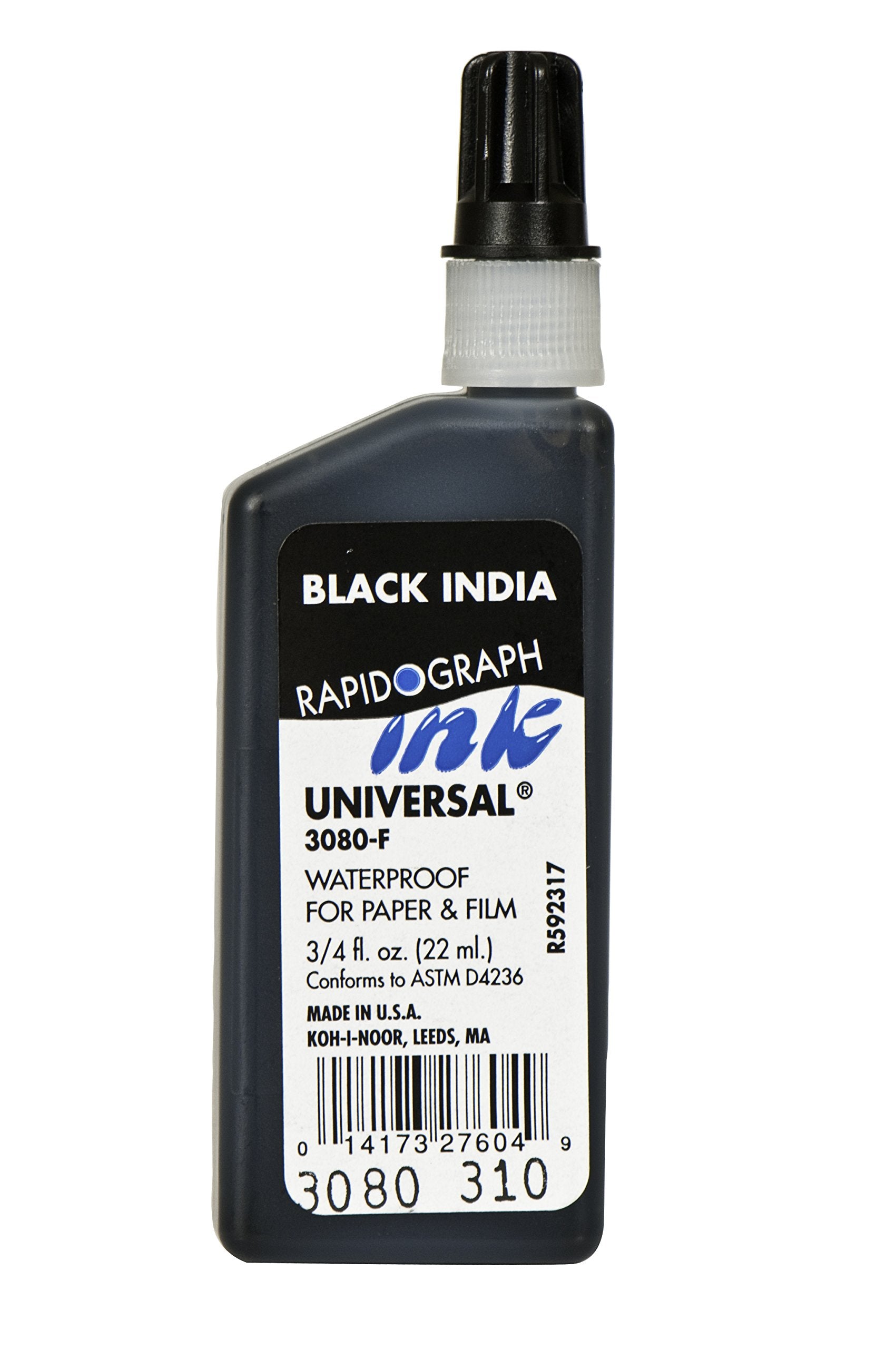 Koh-I-Noor Dye-Based Universal Drawing Ink 0.75 Oz. Bottle, Black