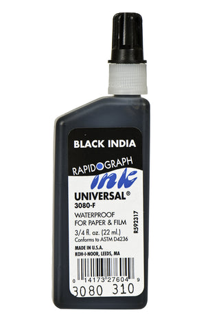 Koh-I-Noor Dye-Based Universal Drawing Ink 0.75 Oz. Bottle, Black