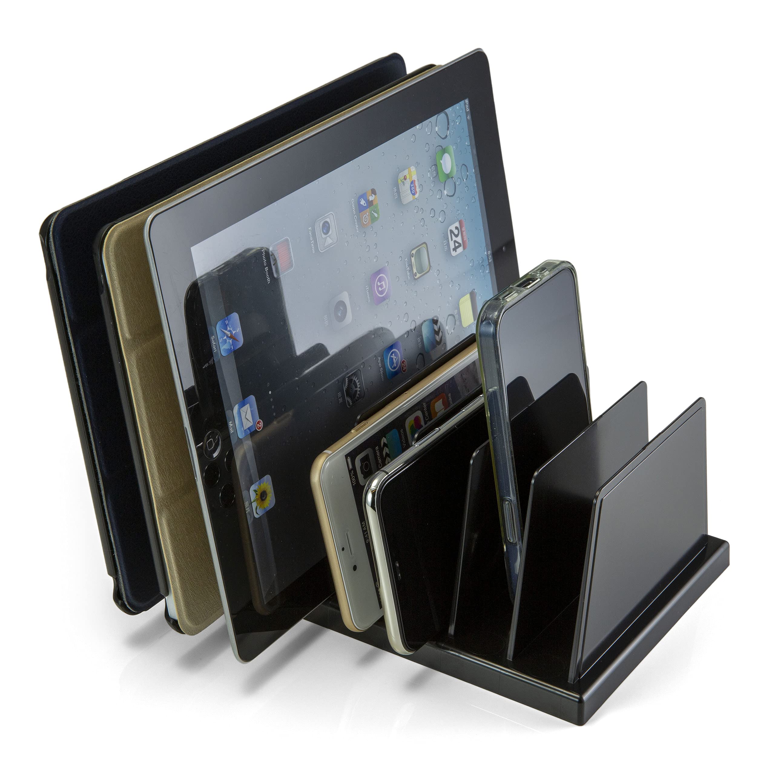 Officemate Medium Standard Sorter, 7 Compartments, Mail Organizer, Charging Station, Electronics Organizer for Multiple Devices, iPhone, iPad, Cell Phone, Kindle, Tablets, Black (21212)