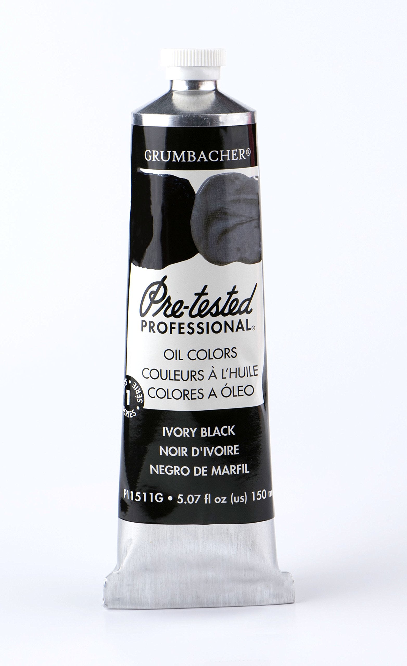 Grumbacher Pre-Tested Oil Paint, 150ml/5.07 Ounce, Ivory Black (P11511G)