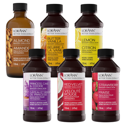 Lorann Oils Variety Bakery Emulsion: Multiple Flavors, Perfect for Enhancing Baking Variety in Cakes, Cookies & Desserts, Gluten-Free, Keto-Friendly, Baking Essential for Your Kitchen, 4oz per Bottle