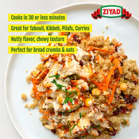 Ziyad Cracked Wheat Bulgur – Fiber-Rich Whole Grain, Nutty Flavor & Chewy Texture – Ideal for Tabbouleh, Kibbeh, Curries, Soups & Salads – Easy 30-Minute Prep, Vegan – No. 2 Medium, 16oz