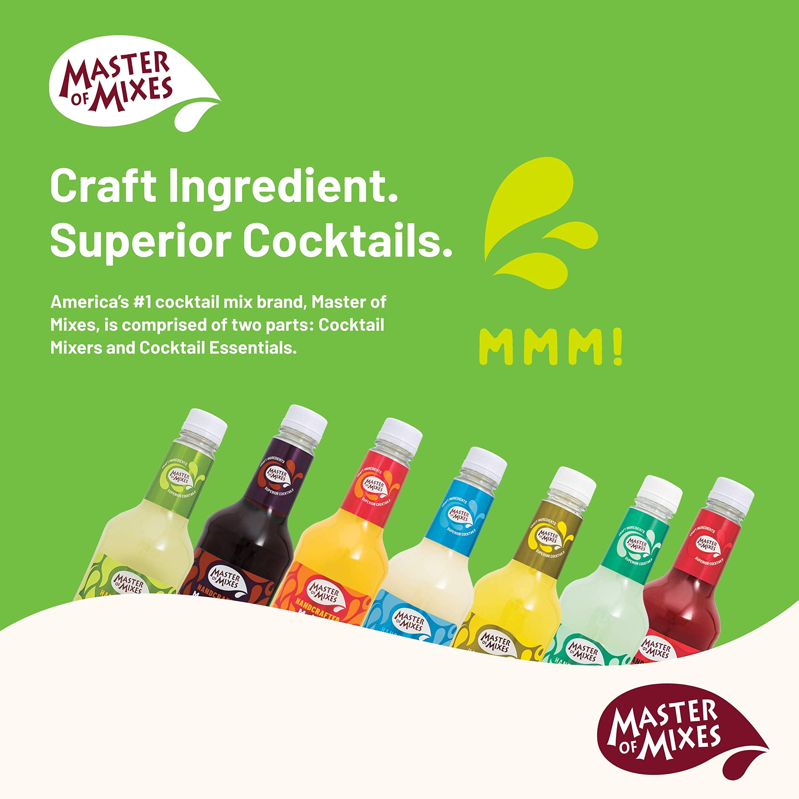Master of Mixes Sour Apple Martini Drink Mix, Ready to Use, 1 Liter Bottle (33.8 Fl Oz), Pack of 3