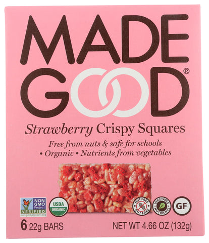 MadeGood Strawberry Crispy Squares, 6 Healthy Snacks, 0.78oz