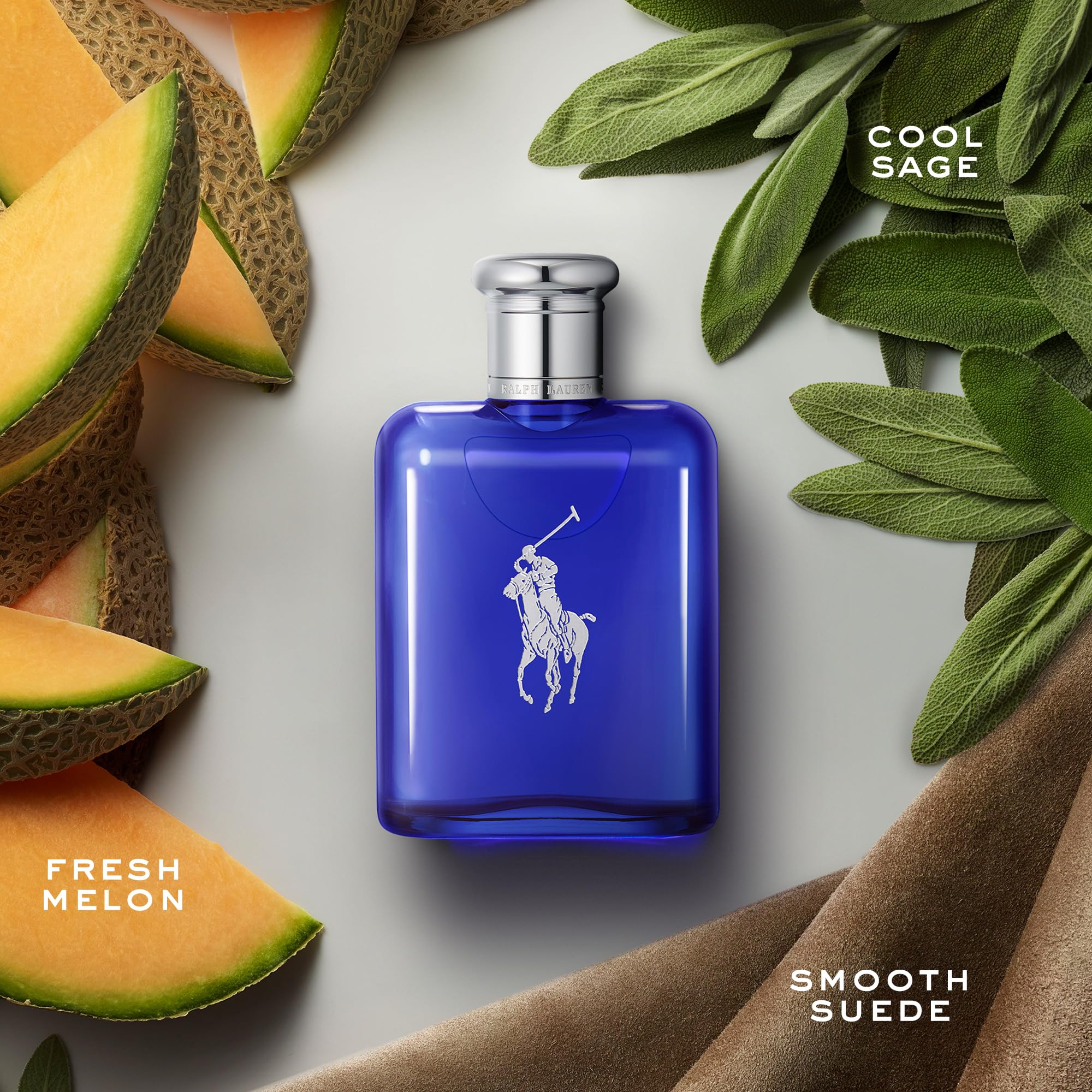 RALPH LAUREN FRAGRANCES Polo Blue - Eau de Toilette - Men's Cologne - Aquatic & Fresh - With Citrus, Sage, and Suede - Medium Intensity - 2.5 Fl Oz
