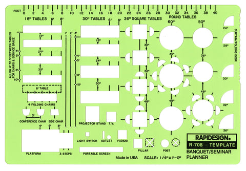 Rapidesign 1/4 Inch Banquet/Seminar Planner Template, 1 Each (R708)