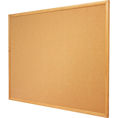 Quartet Cork Bulletin Board 48"W x 36"H Pin Board, Oak Finish Frame (304)