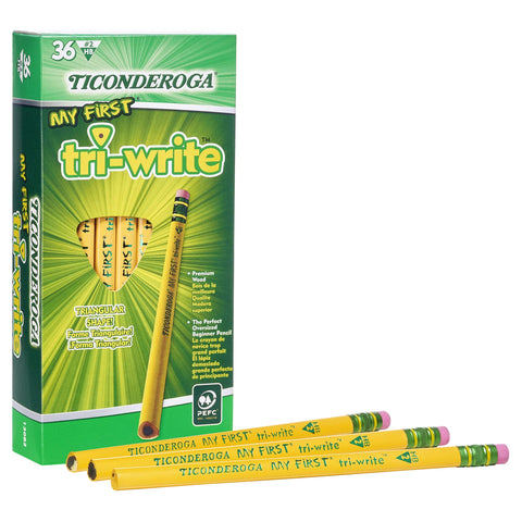 Ticonderoga My First Tri-Write Wood-Cased Pencils (36 Count) and Ticonderoga My First Wood-Cased Pencils (12 Count)