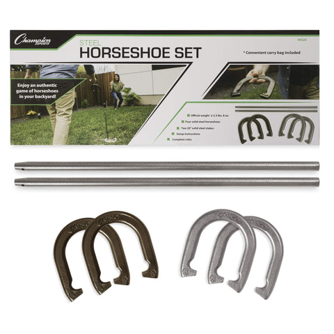 Champion Sports unisex adult Classic Horseshoe Game Set, Black/Silver/Brass, One Size US