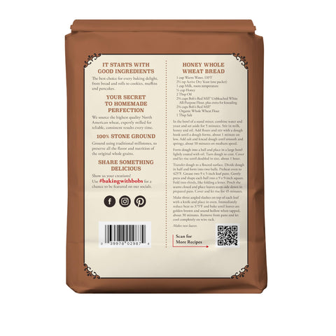 Bob's Red Mill Organic Whole Wheat Flour, 5lb (Pack of 1) - Non GMO, Whole Grain, Vegan, Kosher