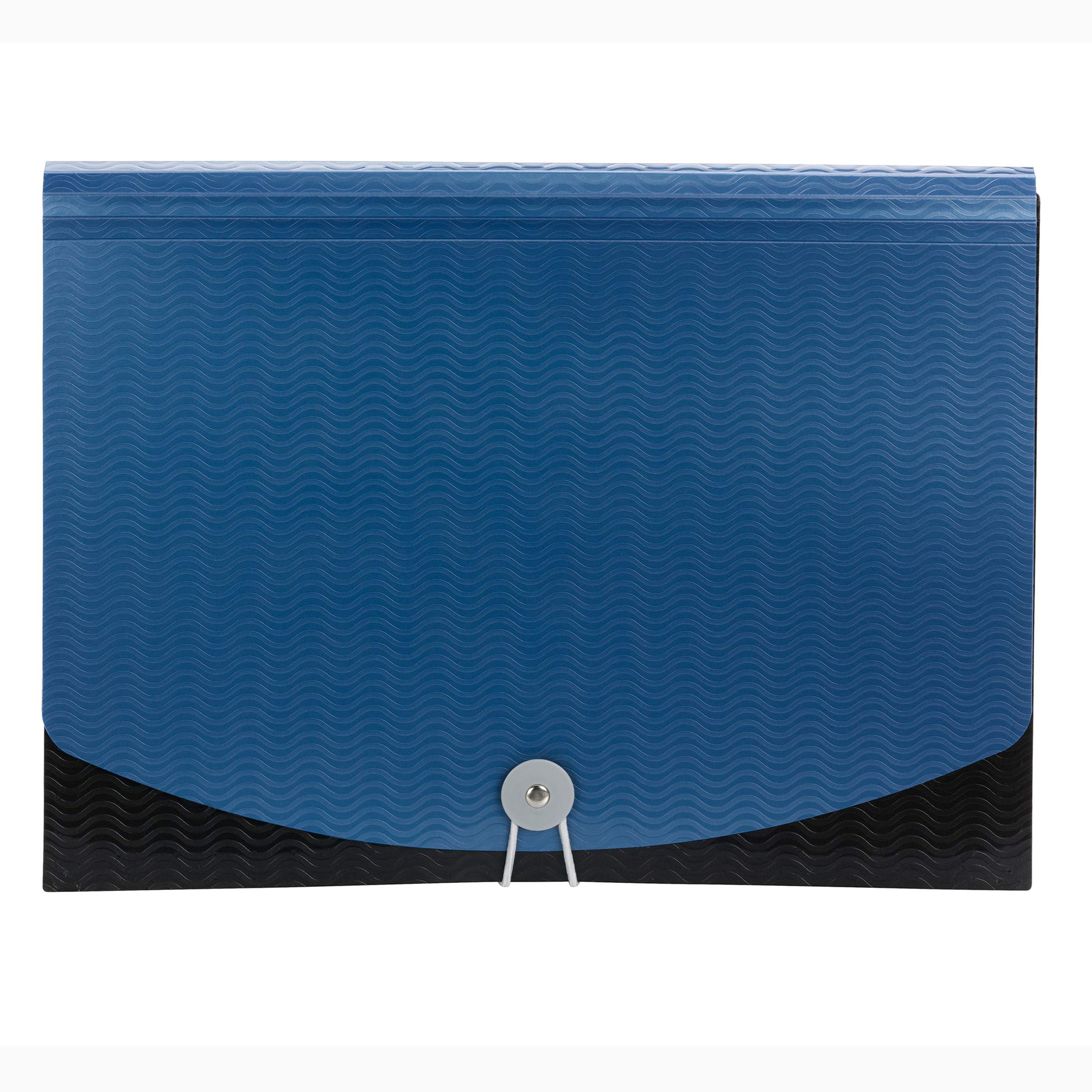 Smead Poly Frequency Expanding File Folders, Flap and Cord Closure, Letter Size, Wave Pattern, 7 Pocket, Blue/Black (70872)