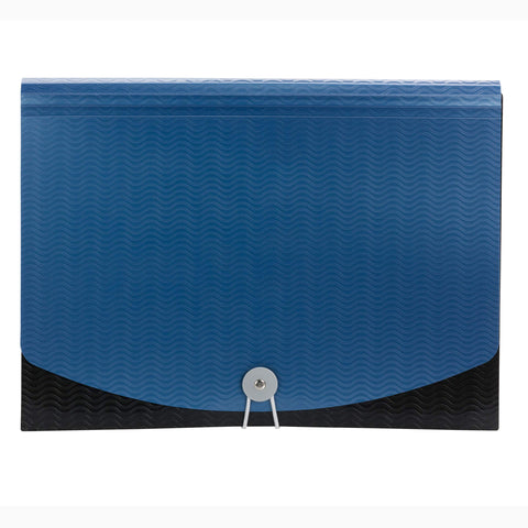 Smead Poly Frequency Expanding File Folders, Flap and Cord Closure, Letter Size, Wave Pattern, 7 Pocket, Blue/Black (70872)