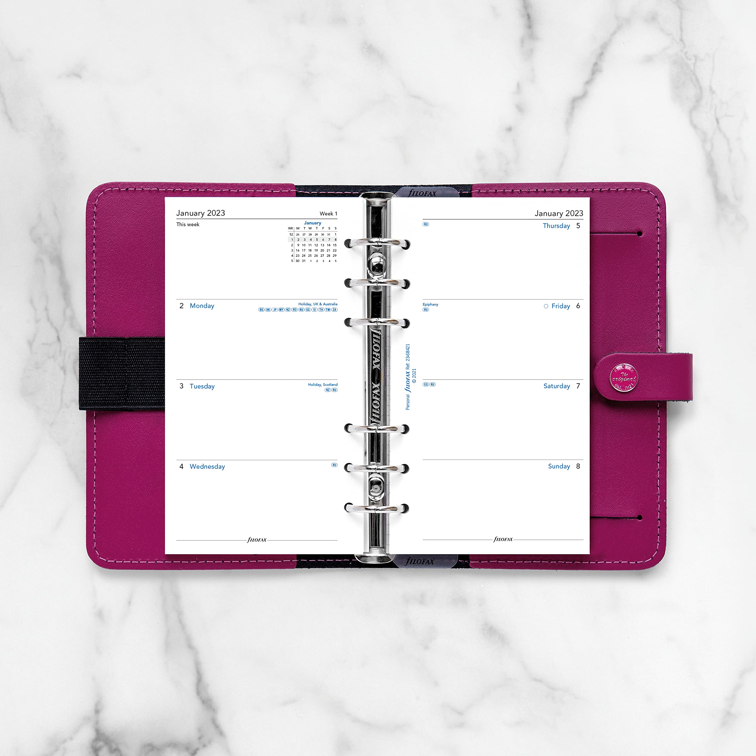 Filofax 68421 For Year 2023 Personal Week On Two Pages Diary Monday Start, White (68421-2018)