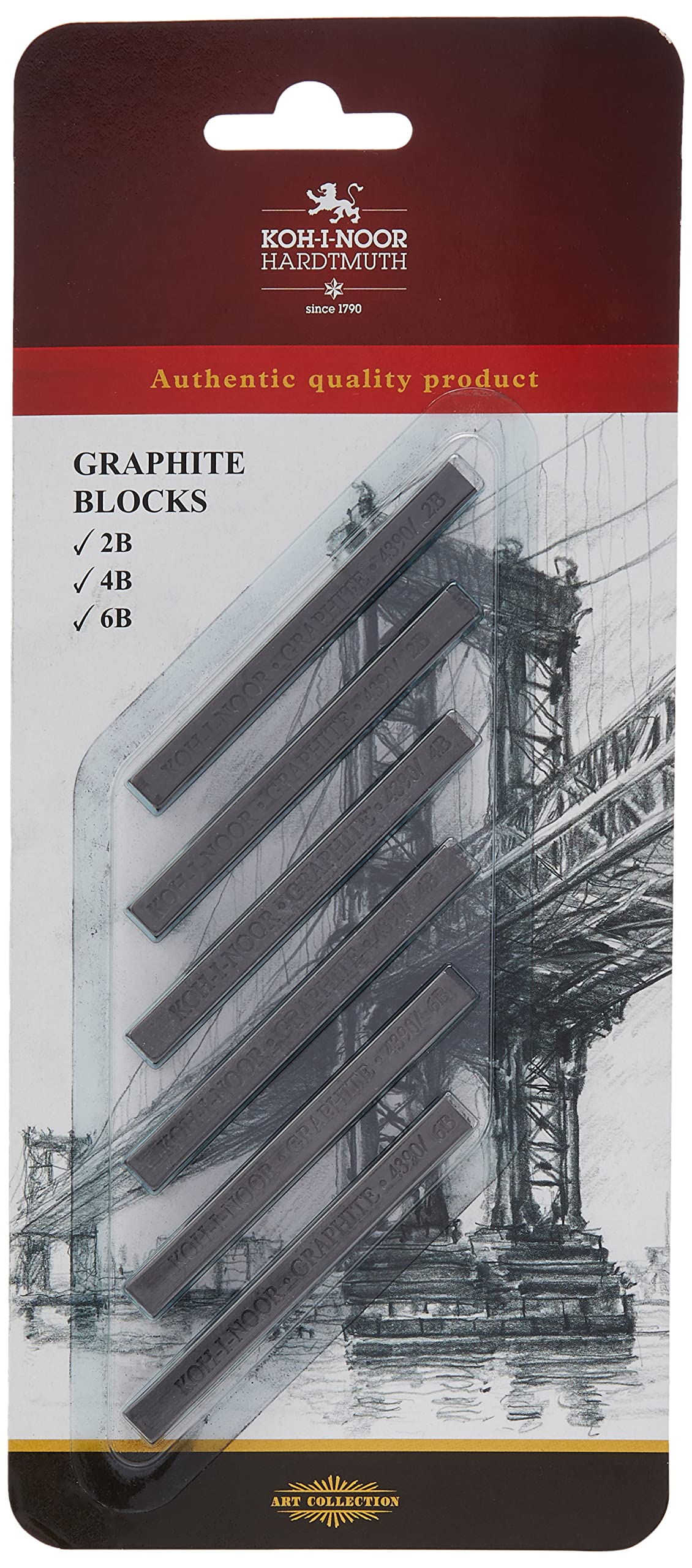 KOH-I-Noor FA4390 Gioconda Artist Graphite Blocks, 6-Pack