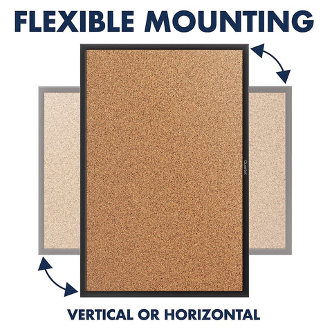 Quartet Cork Bulletin Board 60"W x 36"H Pin Board, Black Aluminum Frame (2305B)