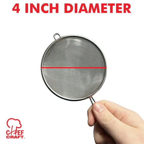 Chef Craft Basic Mesh Strainer, 3 and 4 Inch, 2 Piece Set, Stainless Steel