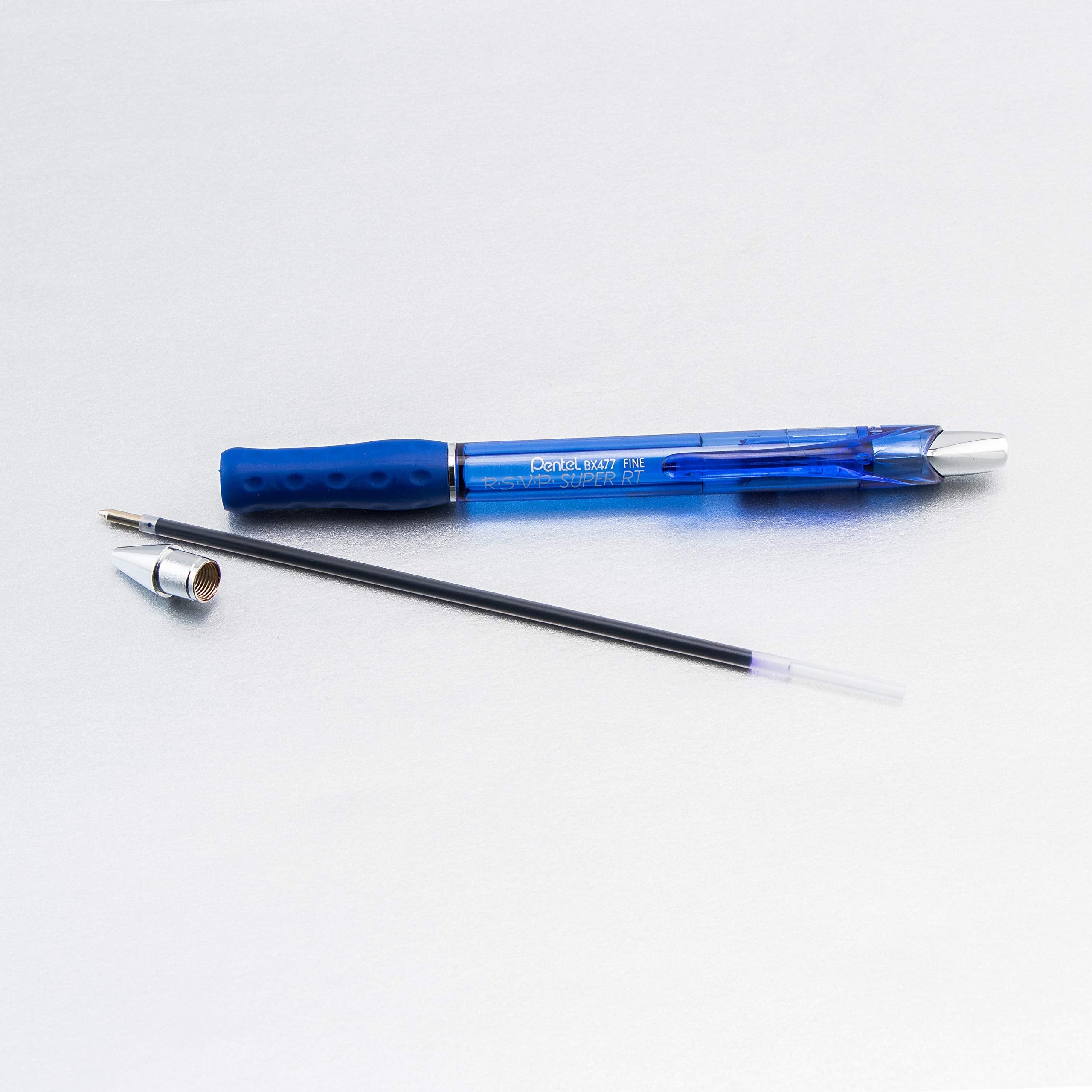Pentel RSVP Super RT Ballpoint Pen, (0.7mm) Fine Line, Blue Ink, Pack of 2 (BX477BP2C)