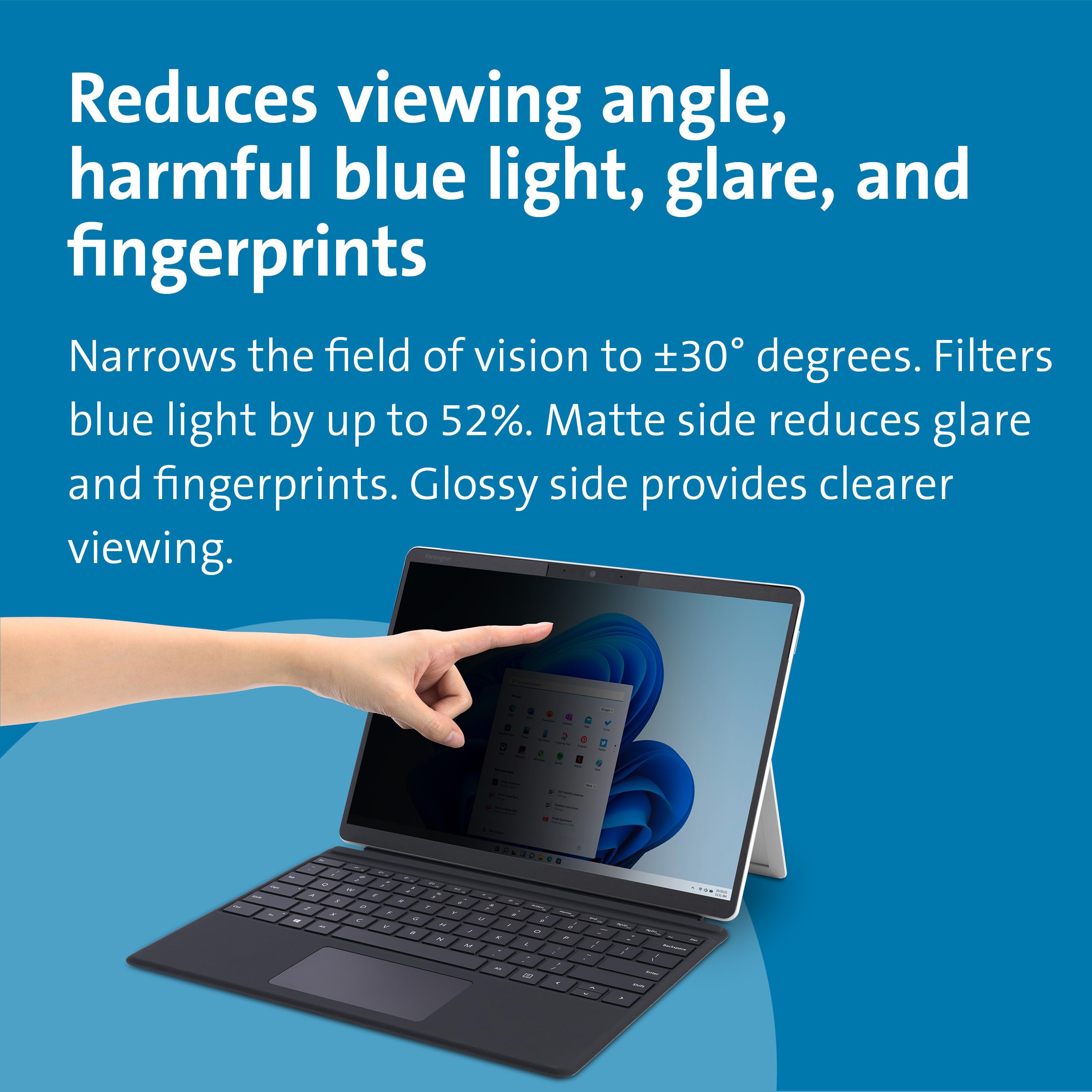 Kensington Surface Pro 11, 10, X, 9 & 8 Magnetic Privacy Screen, Removable Privacy Filter for 13 inch Surface Pro, Touch Screen and Surface Pen enabled for Microsoft Laptops (K51700WW)